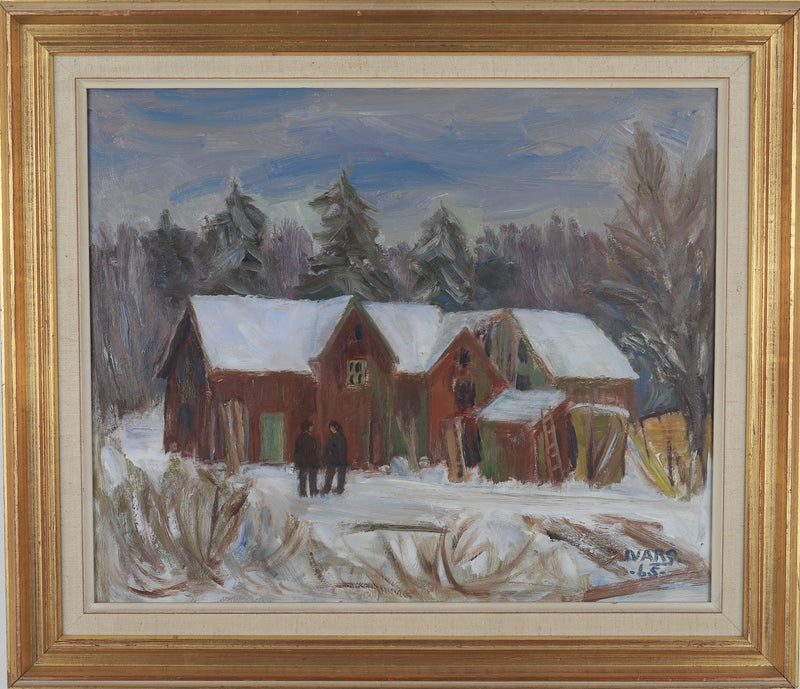 Mid Century Vintage Winterscape From Sweden by Ivars 1965