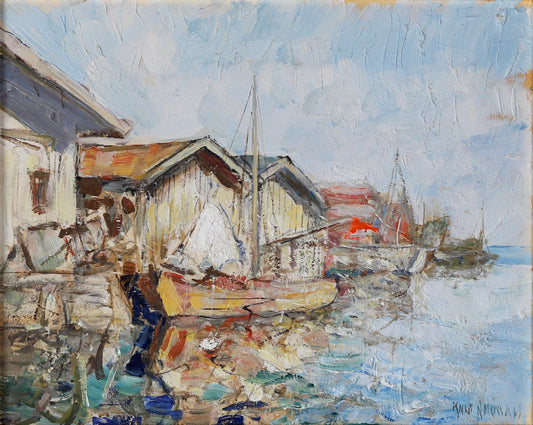 Mid Century Original Oil Painting From Sweden by K Norrman