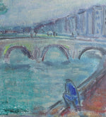 Vintage Art Room Mid Century Oil Painting of Paris From Sweden