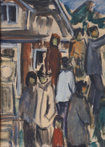 Vintage Painting of Figures from Sweden 1957