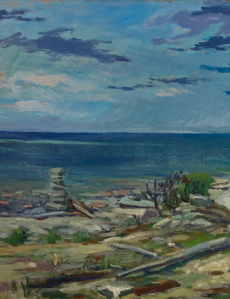 Vintage Original Coastal Oil Painting From Sweden 1950