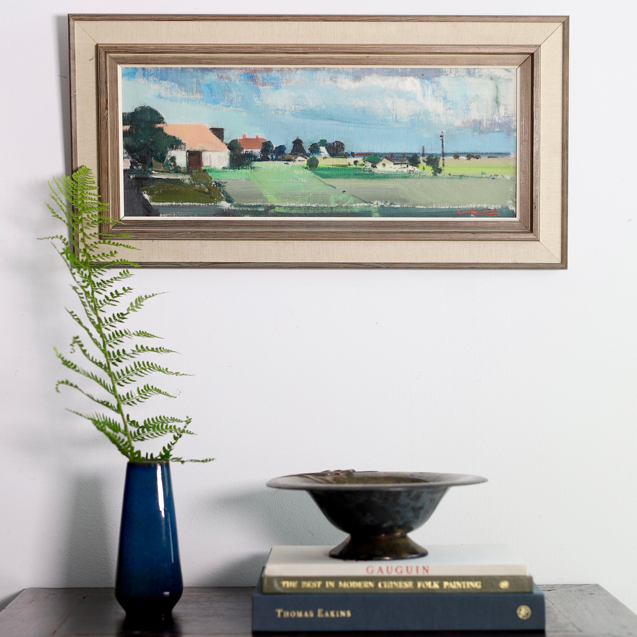 Vintage Mid Century Landscape Painting By G Berglund Sweden
