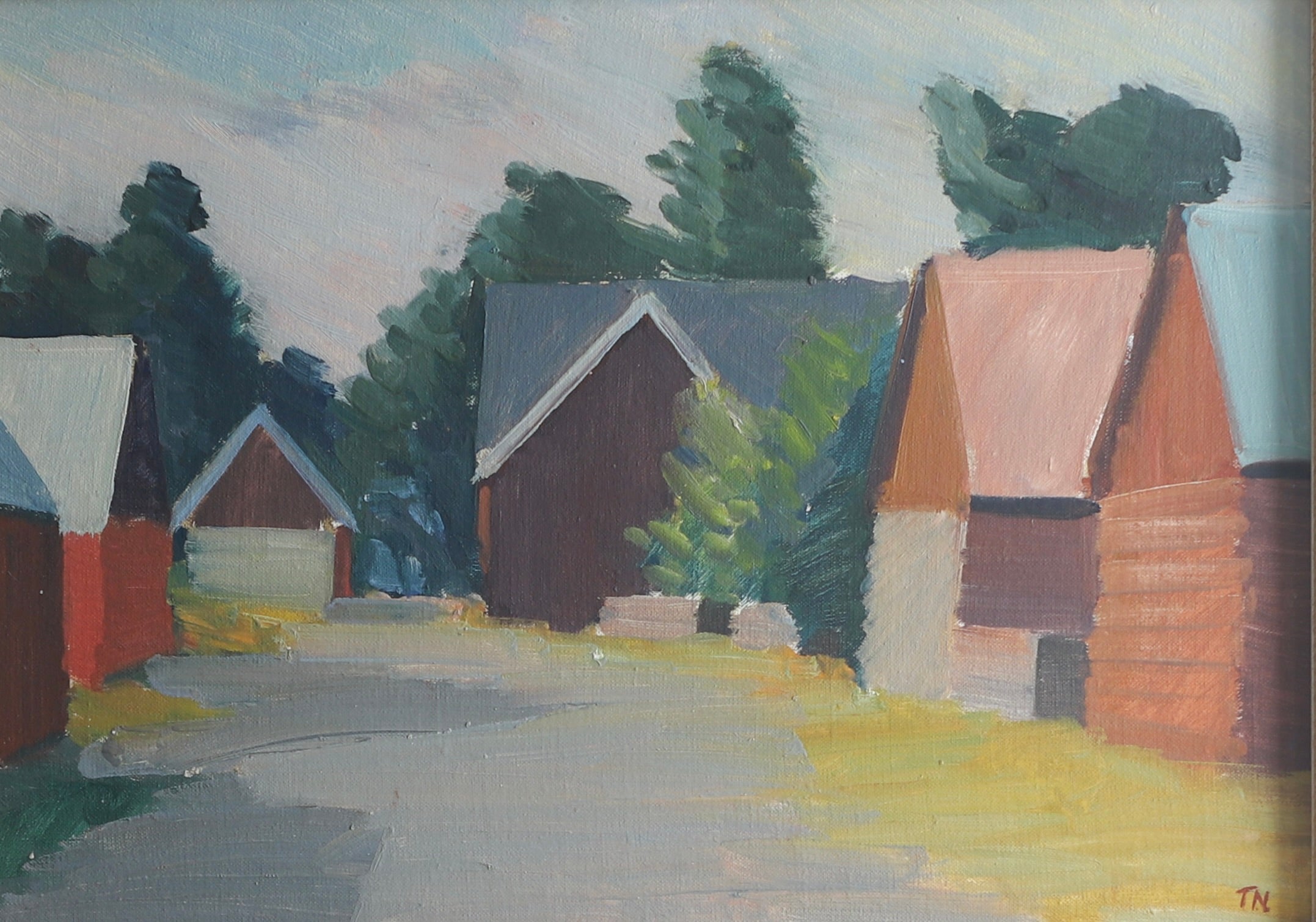 Vintage Mid Century Oil Painting by T Nilsson from Sweden