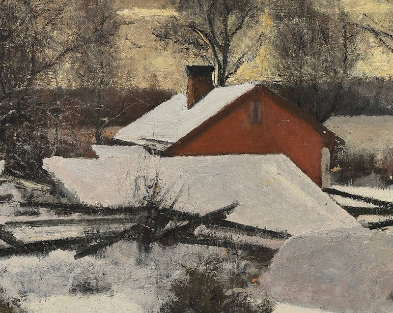 Original Winterscape Oil Painting From Sweden