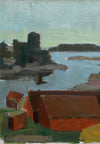 Original Coastal Oil Painting Vintage Mid Century From Sweden