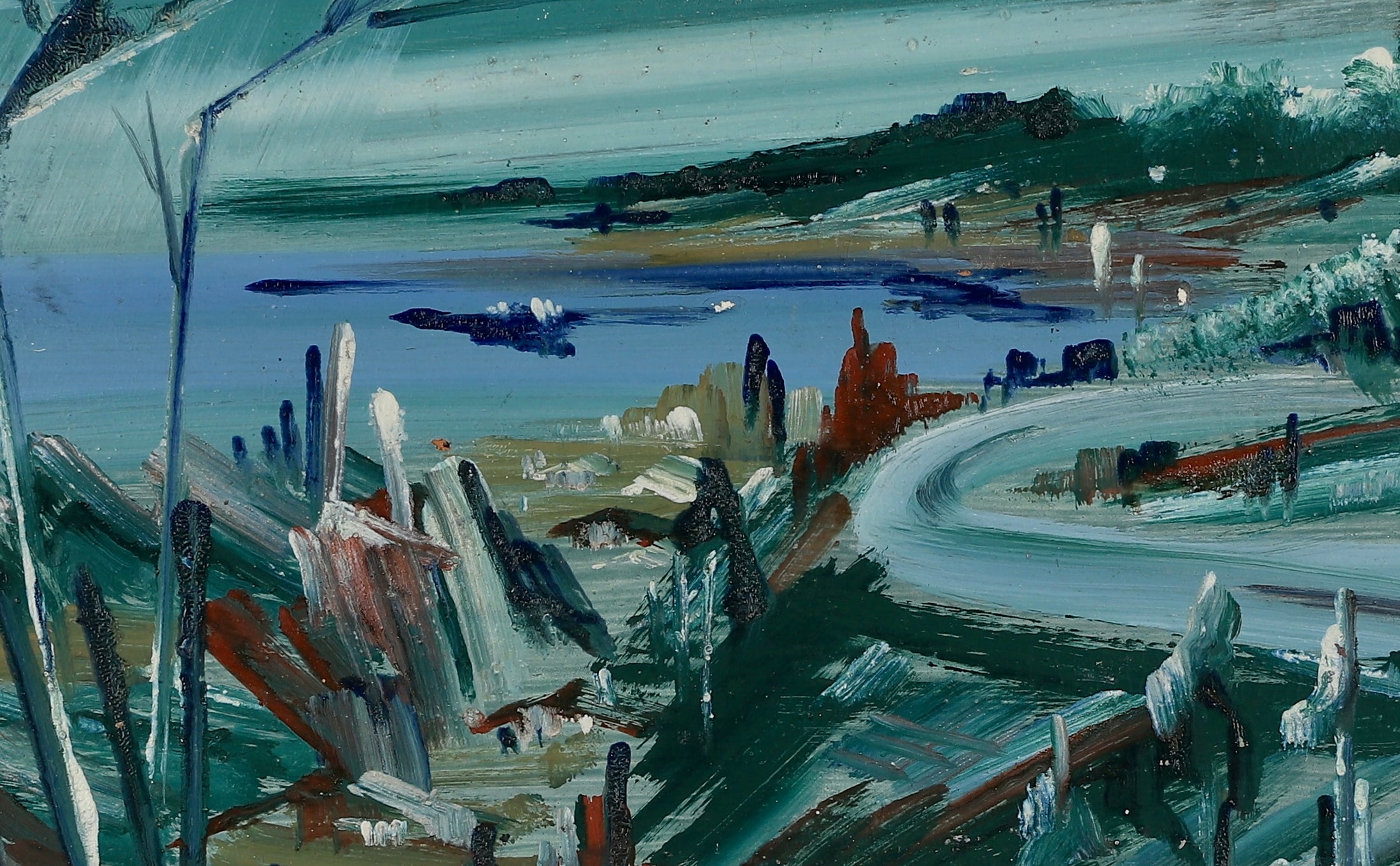 Vintage Coastal Painting from Sweden by E Isholt