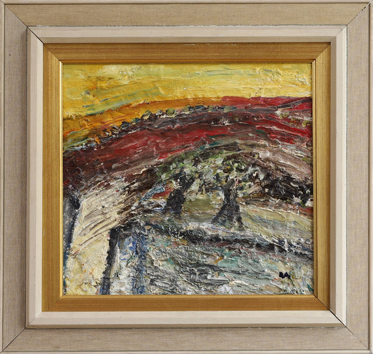 Original Vintage Abstract Landscape Oil Painting from Sweden