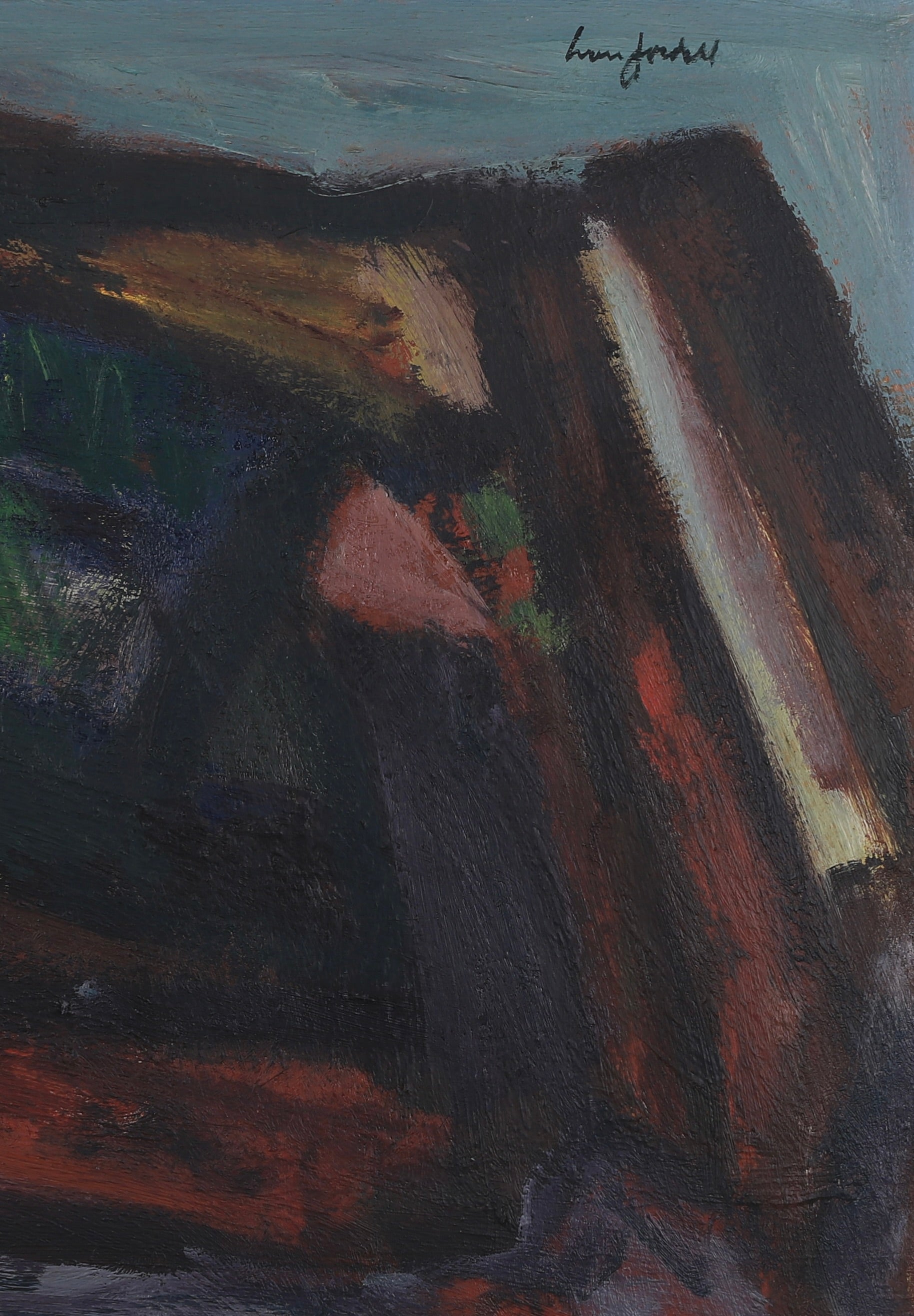 Vintage Art Room Mid Century Original Oil Painting from Sweden