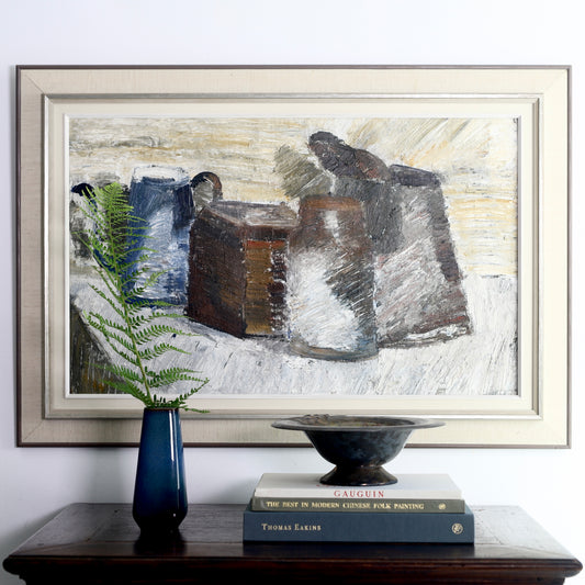 Swedish Vintage Art Room Mid Century Still Life Oil Painting
