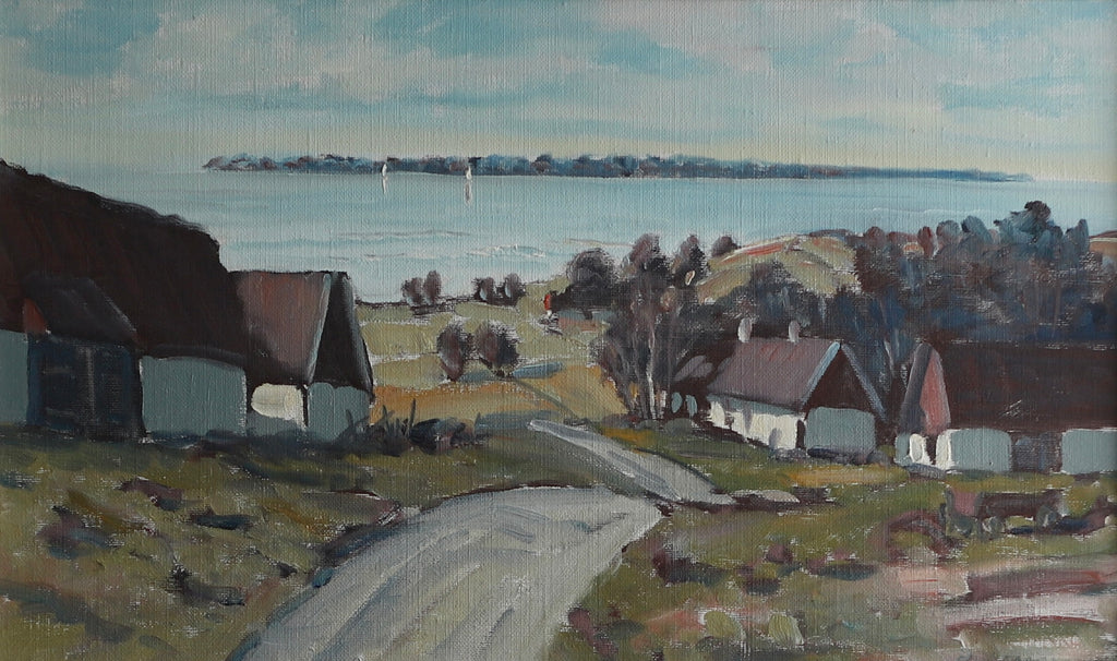 Vintage Coastal Painting by H Lindblom from Sweden