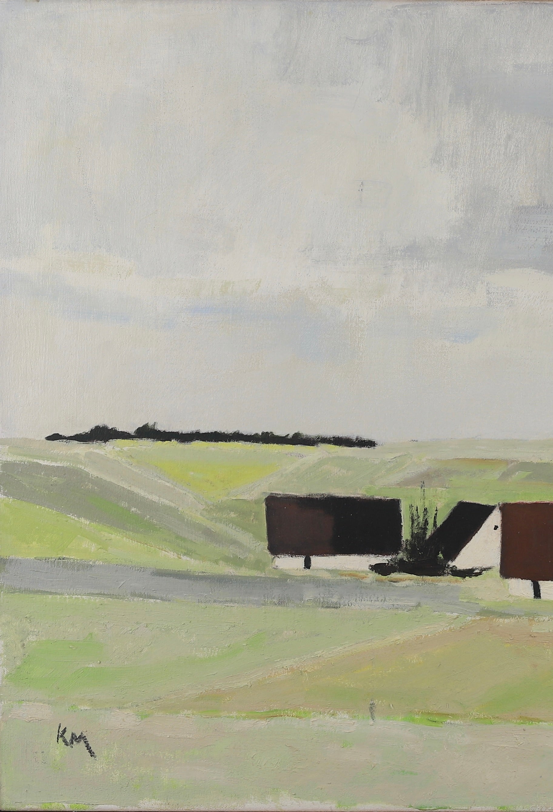 Mid Century Original Farmhouse Oil Painting from Sweden