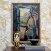 Swedish Vintage Art Figure in Interior Oil Painting