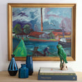 Load image into Gallery viewer, Original Vintage Harbor Scene Swedish Oil Painting
