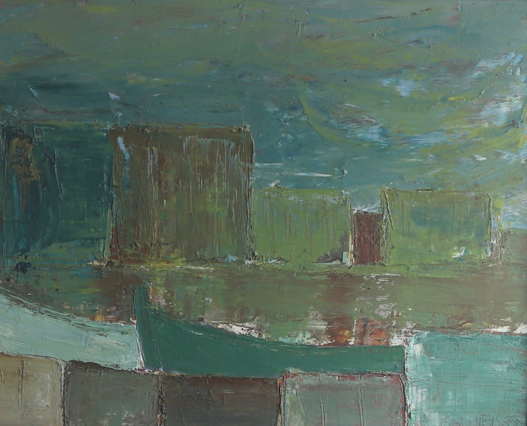 Vintage Art Room Mid Century Original Oil Painting from Sweden
