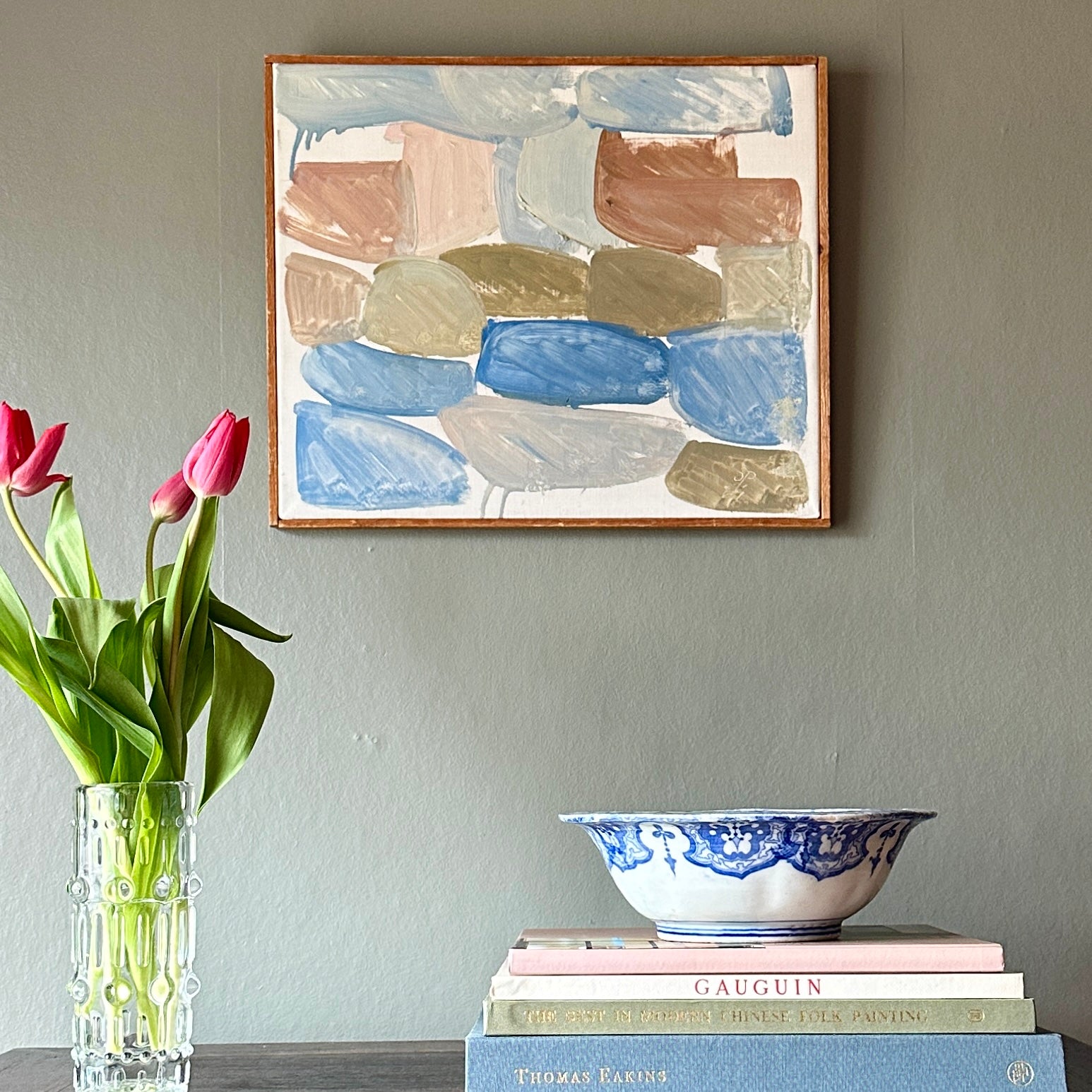 Striking Mid Century Abstract Oil Painting By O Palm 1961