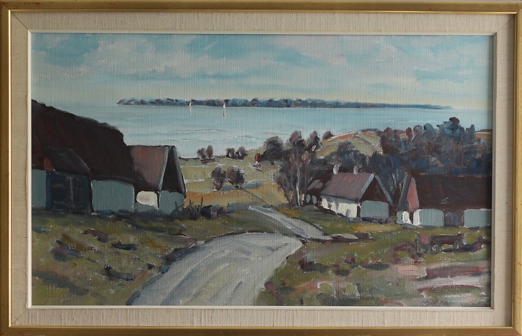 Vintage Coastal Painting by H Lindblom from Sweden