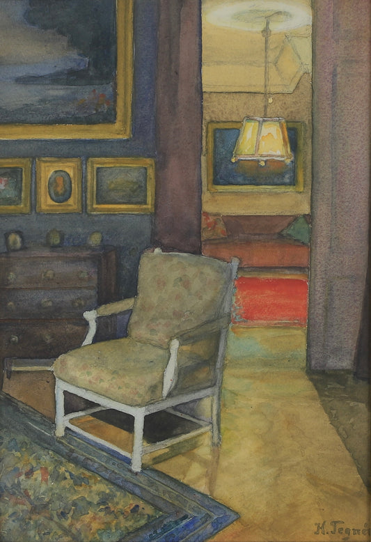 Vintage Art Room Original Interior Painting from Sweden