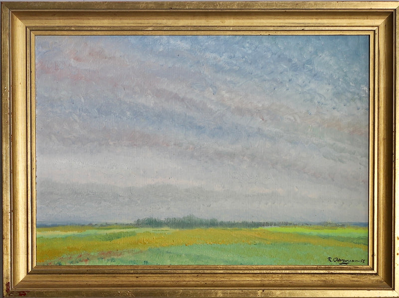 Mid Century Vintage Oil Painting From Sweden 1957