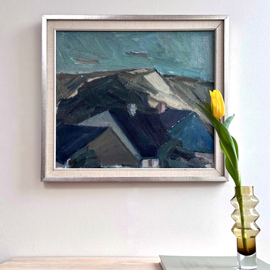 Mid Century Vintage Art Room Original Oil Painting From Sweden