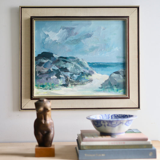 Vintage Original Coastal Oil Painting From Sweden