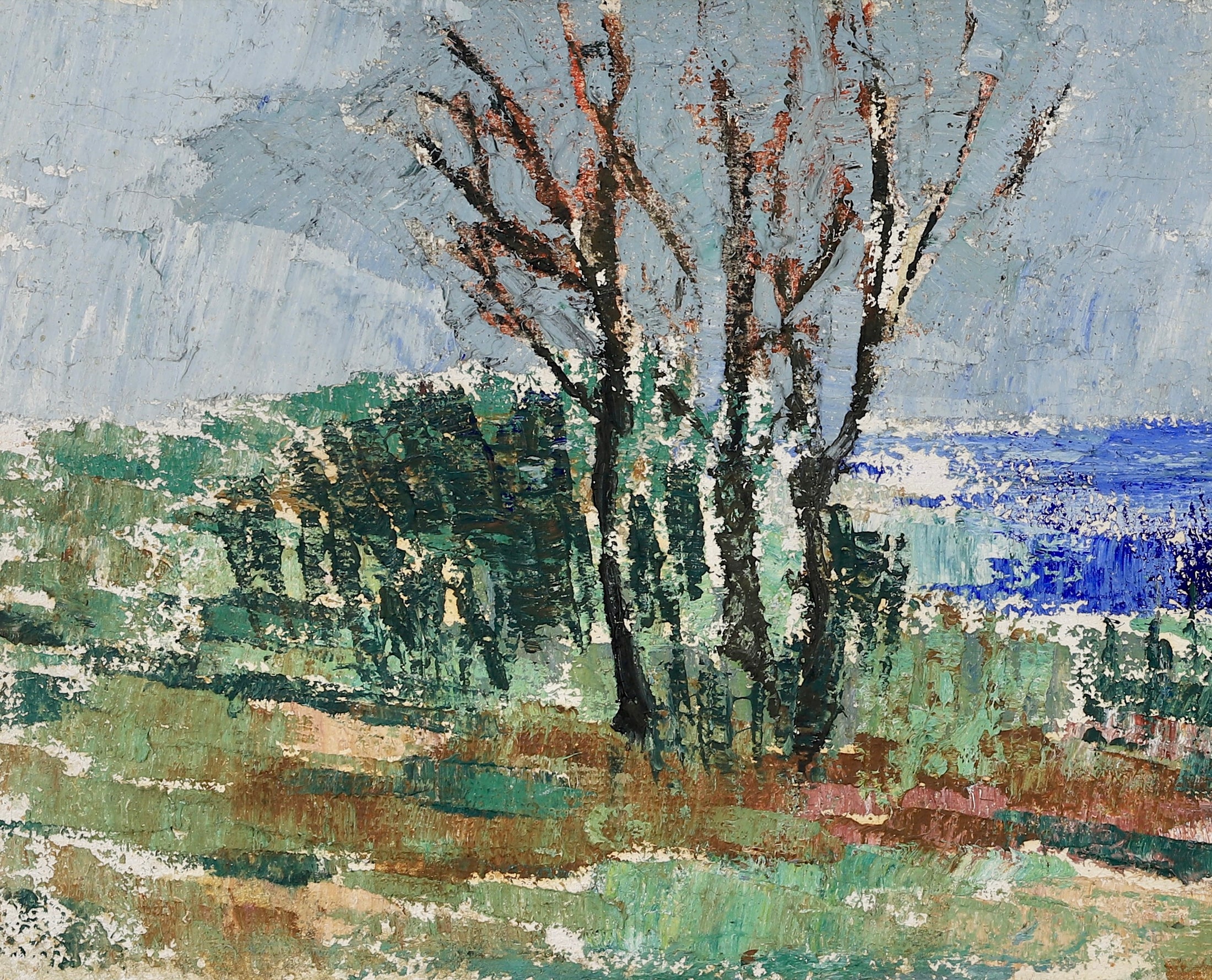 Vintage Art Room Original Coastal Oil Painting from Sweden