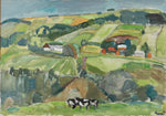 Vintage Art Room Original Oil Painting of Cows From Sweden