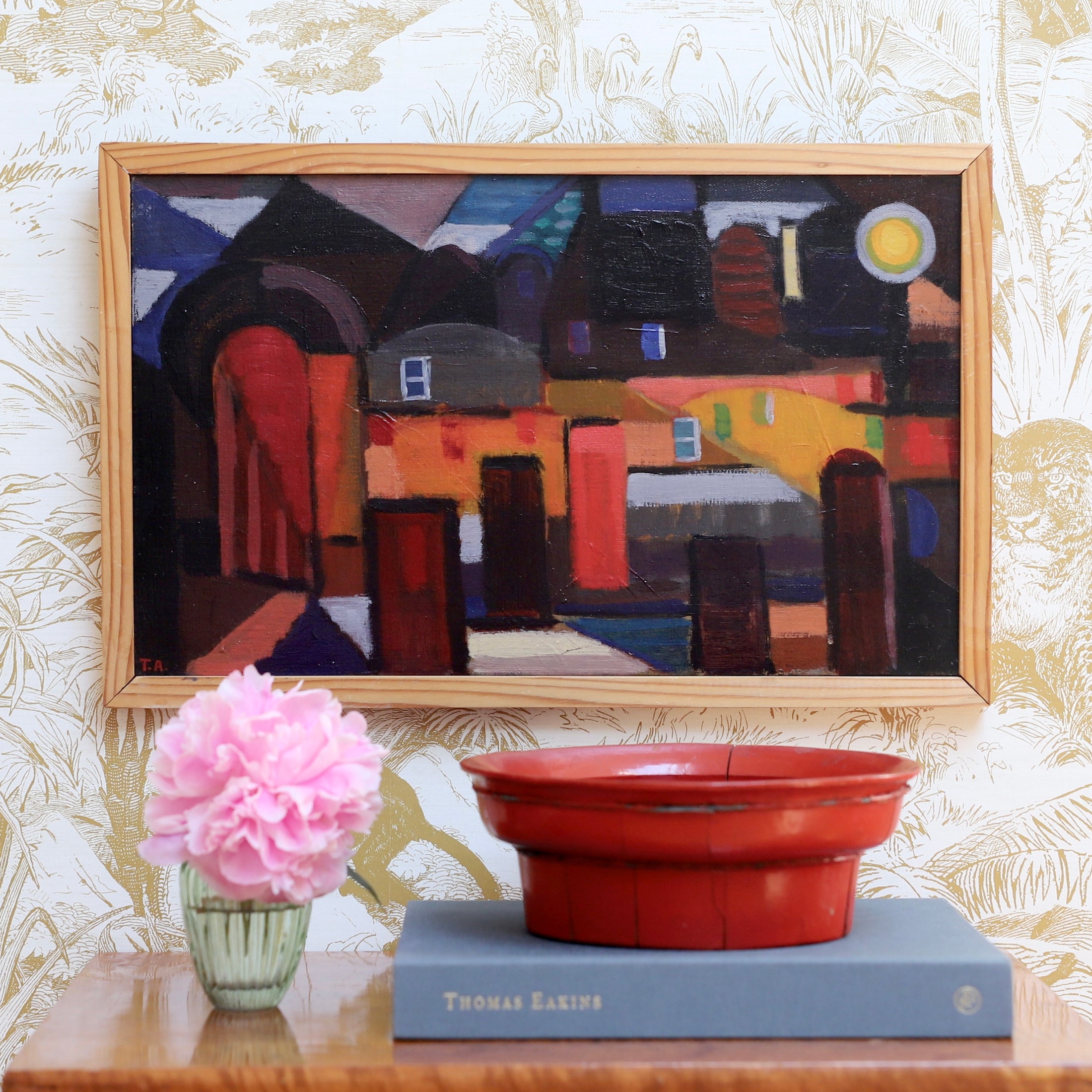 Mid Century Original Vintage Oil Painting from Sweden