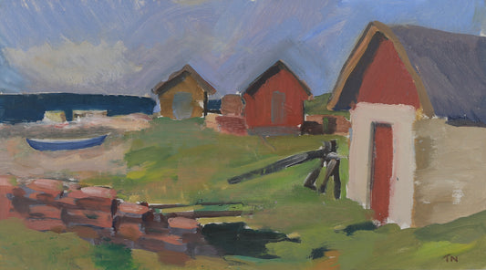 Vintage Coastal Painting by T Nilsson from Sweden