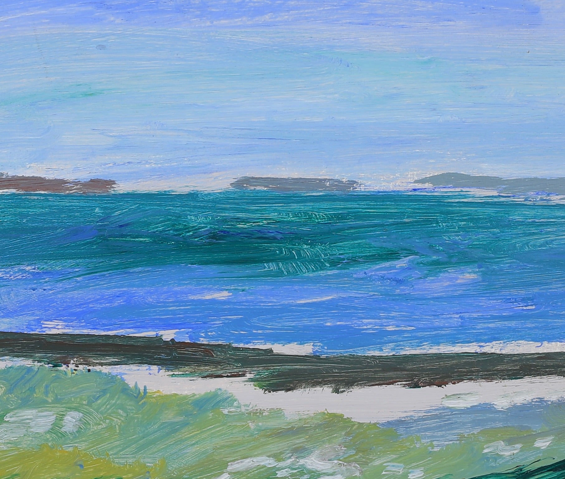 Vintage Coastal Painting from Sweden by G Brunius