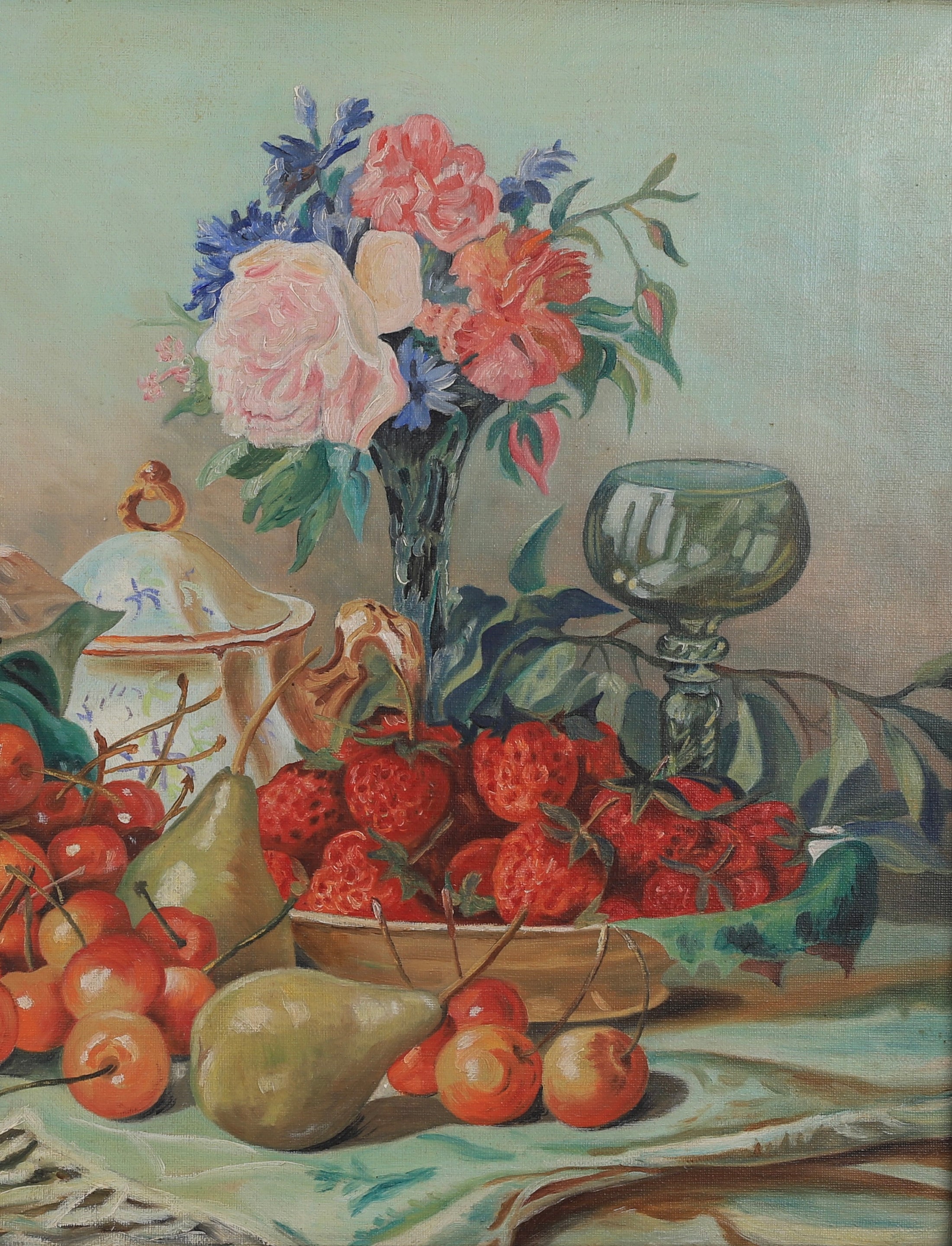 Vintage Art Still Life Original Oil Painting From Sweden 1935