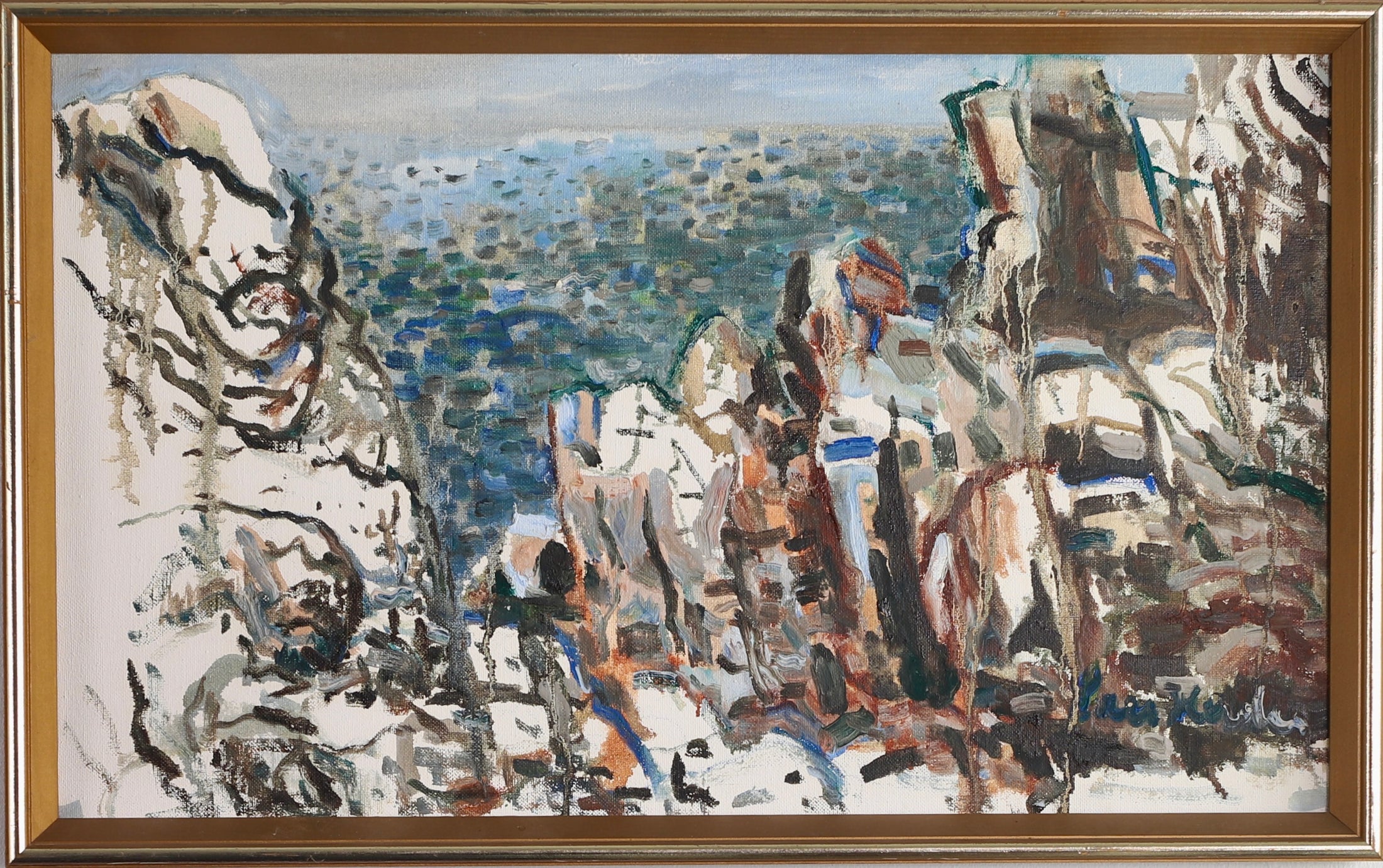 Vintage Mid Century Seascape Oil Painting From Sweden by L Herder