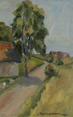 Mid Century Farmhouse Oil Painting From Sweden 1947