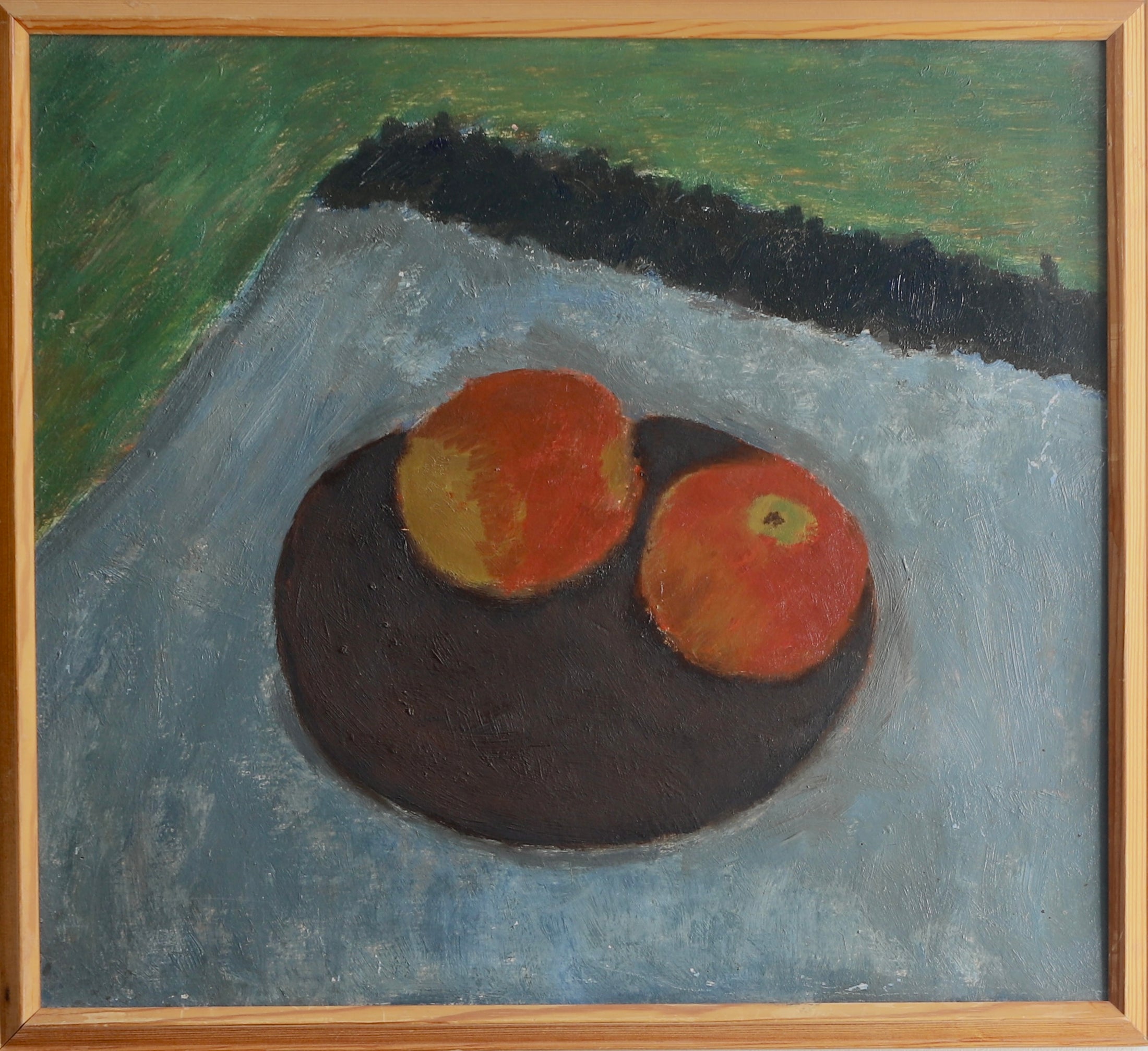 Swedish Vintage Art Still Life Oil Painting of Apples