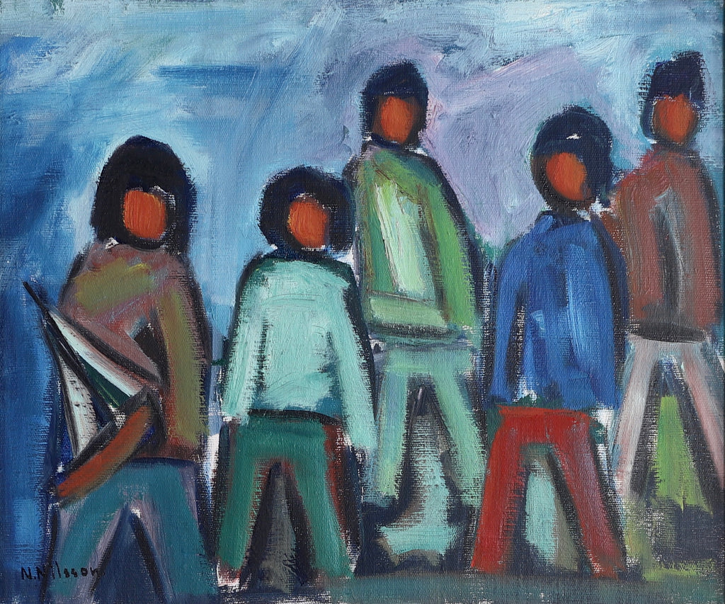 Swedish Vintage Figurative Oil Painting From Sweden By N Nilsson