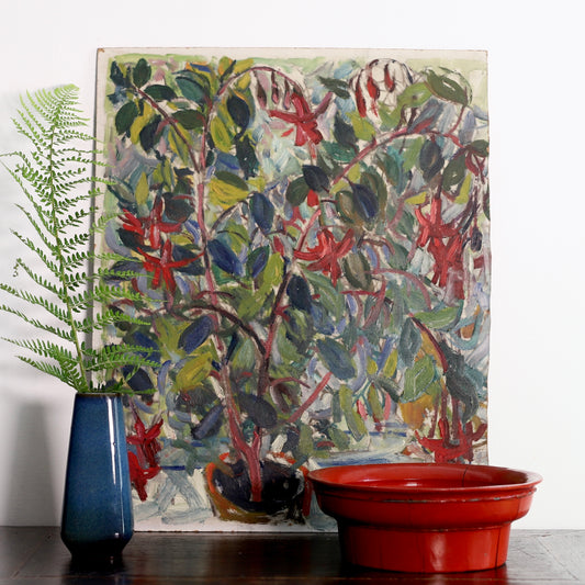 Swedish Vintage Art Floral Oil Painting