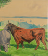 Vintage Art Room Original Painting of Cows From Sweden
