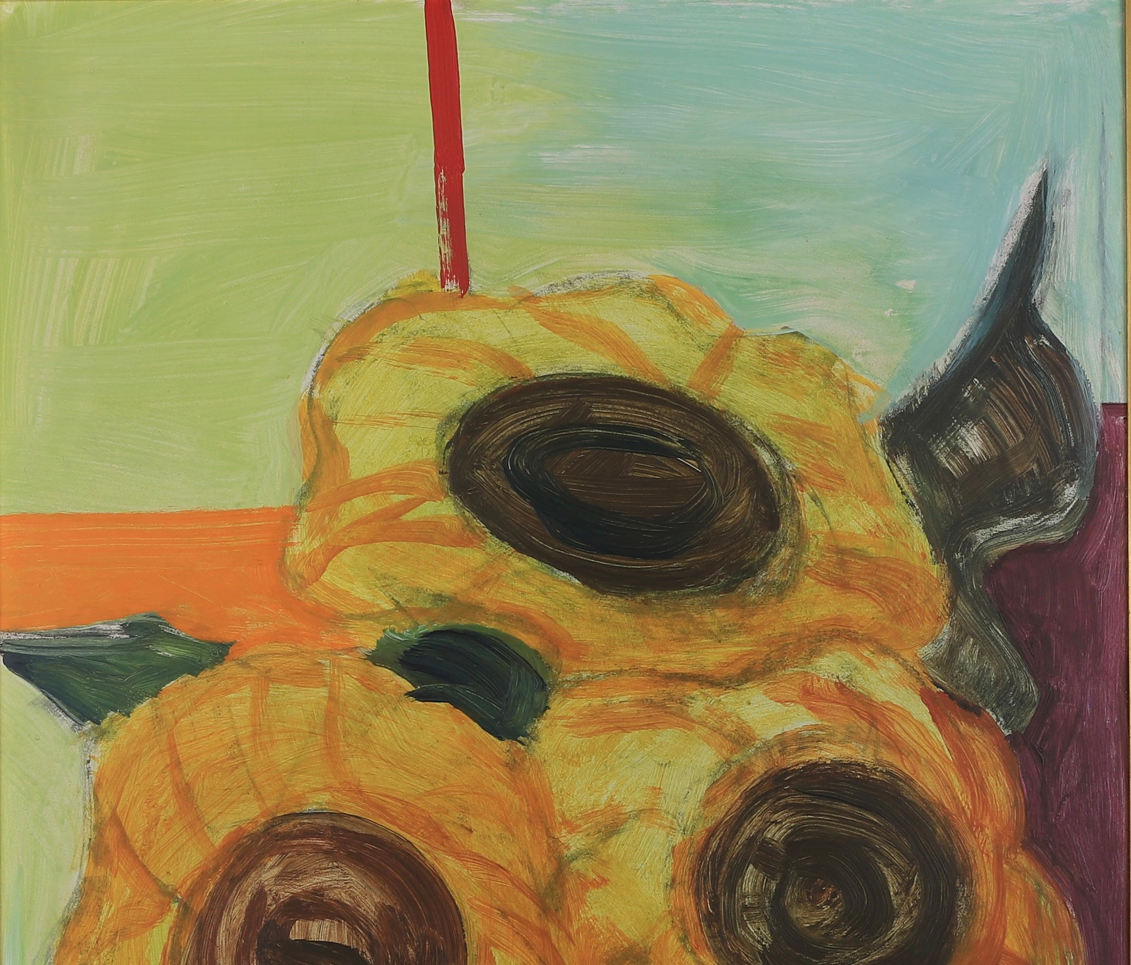 Vintage Art Room Original Sunflower Oil Painting Sweden