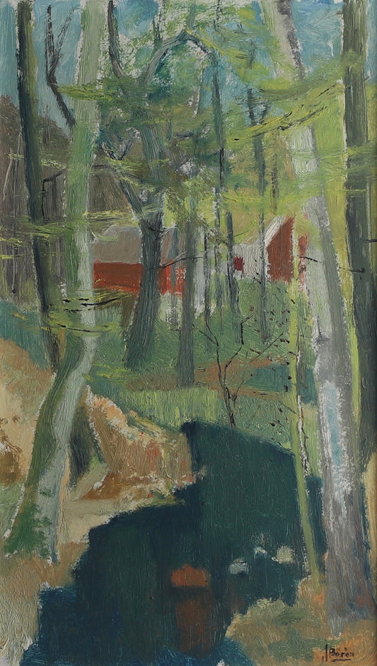 Vintage Landscape Oil Painting From Sweden by J Bören