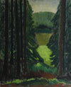 Mid Century Vintage Landscape Oil Painting From Sweden