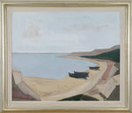 Mid Century Vintage Art Coastal Oil Painting from Sweden