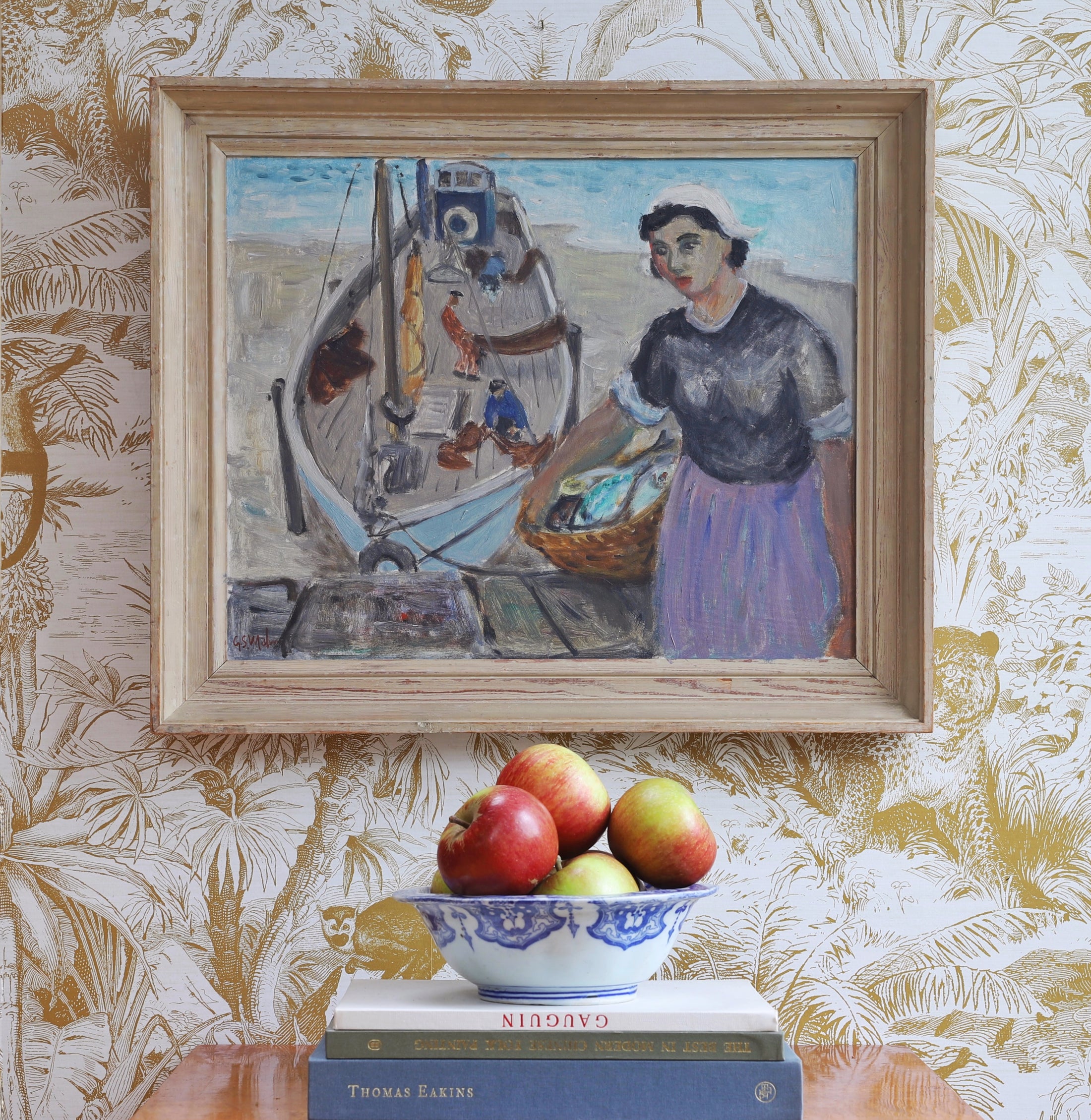 Vintage Art Room Mid Century Original Oil Painting By GS Malm from Sweden