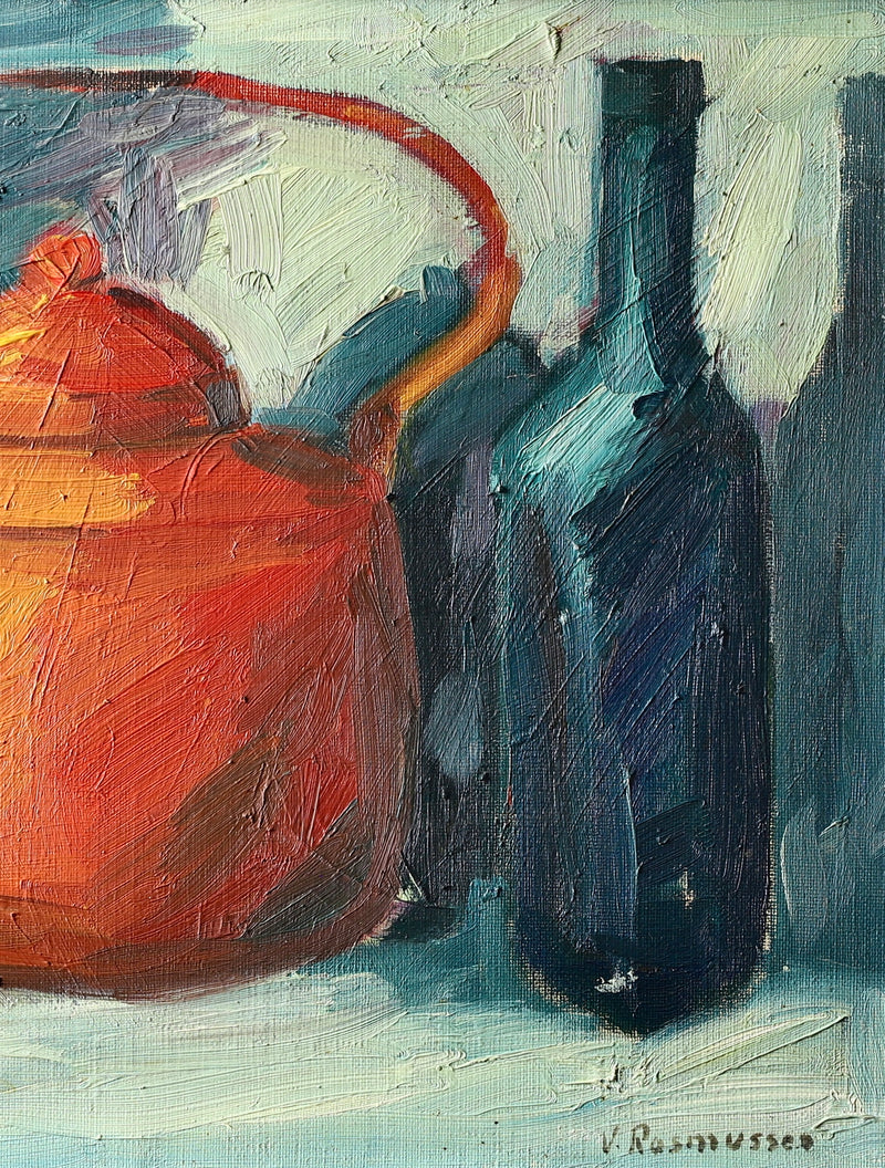 Vintage Mid Century Swedish Art Still Life Oil Painting