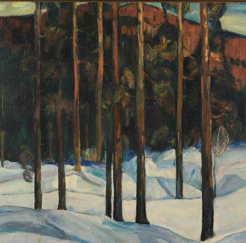 Original Winterscape Oil Painting From Sweden