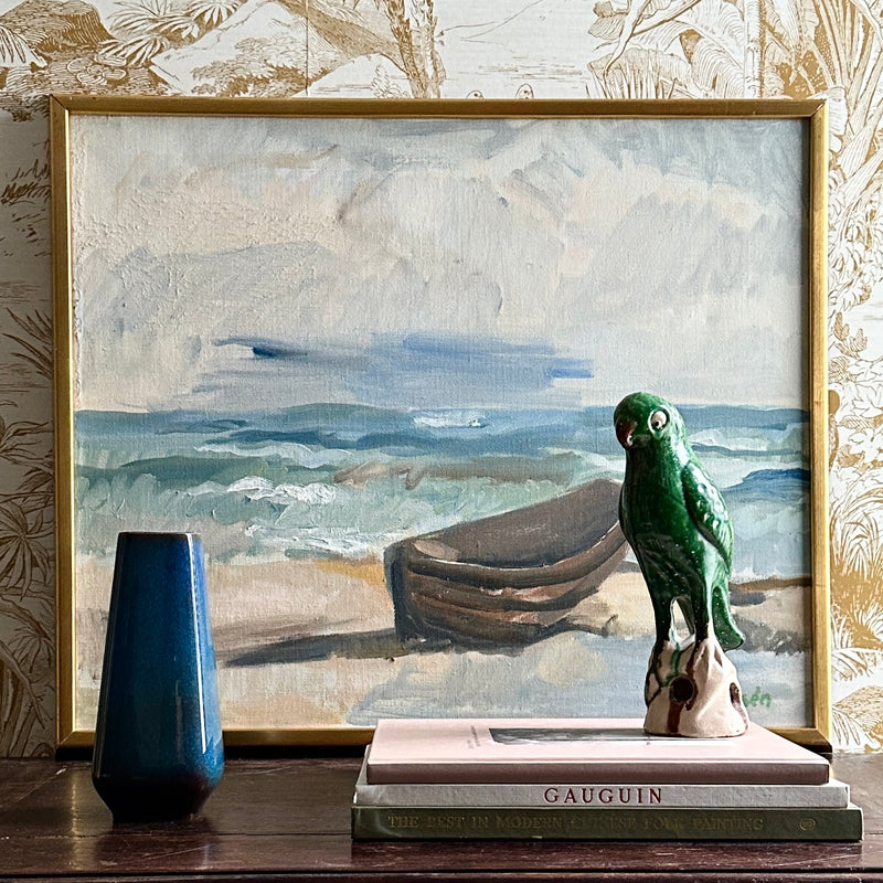 Mid Century Original Coastal Oil Painting From Sweden