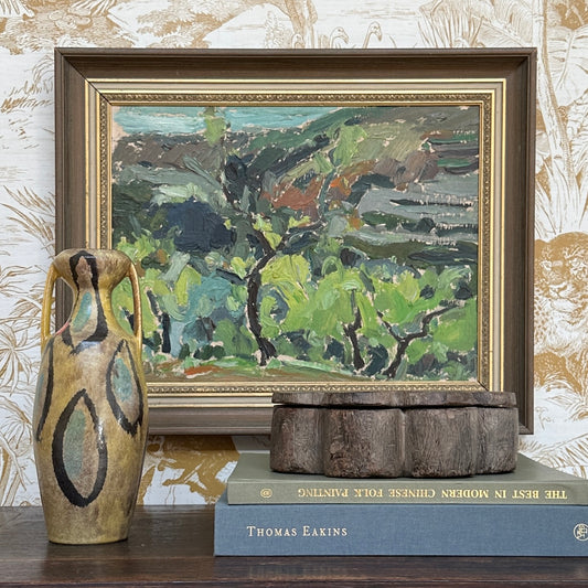 Vintage Art Mid Century Oil Painting By L Hall Sweden