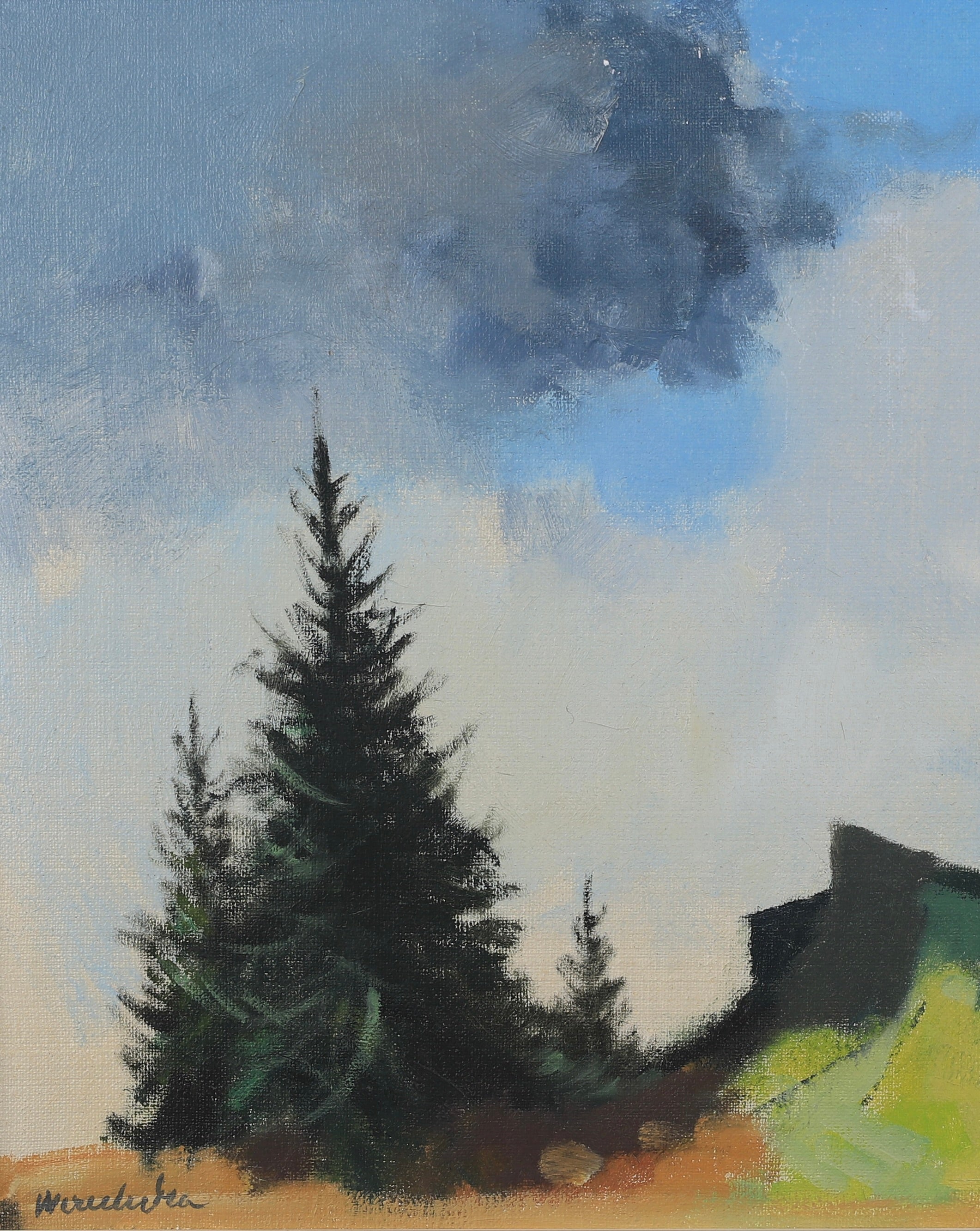 Vintage Art Room Mid Century Original Oil Painting from Sweden