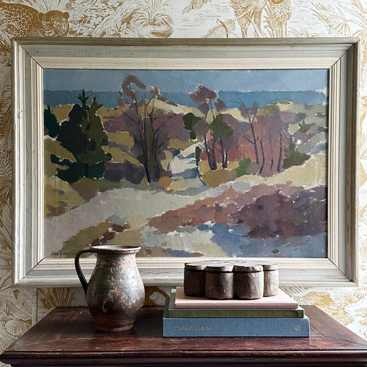 Vintage Art Room Original Landscape Oil Painting from Sweden