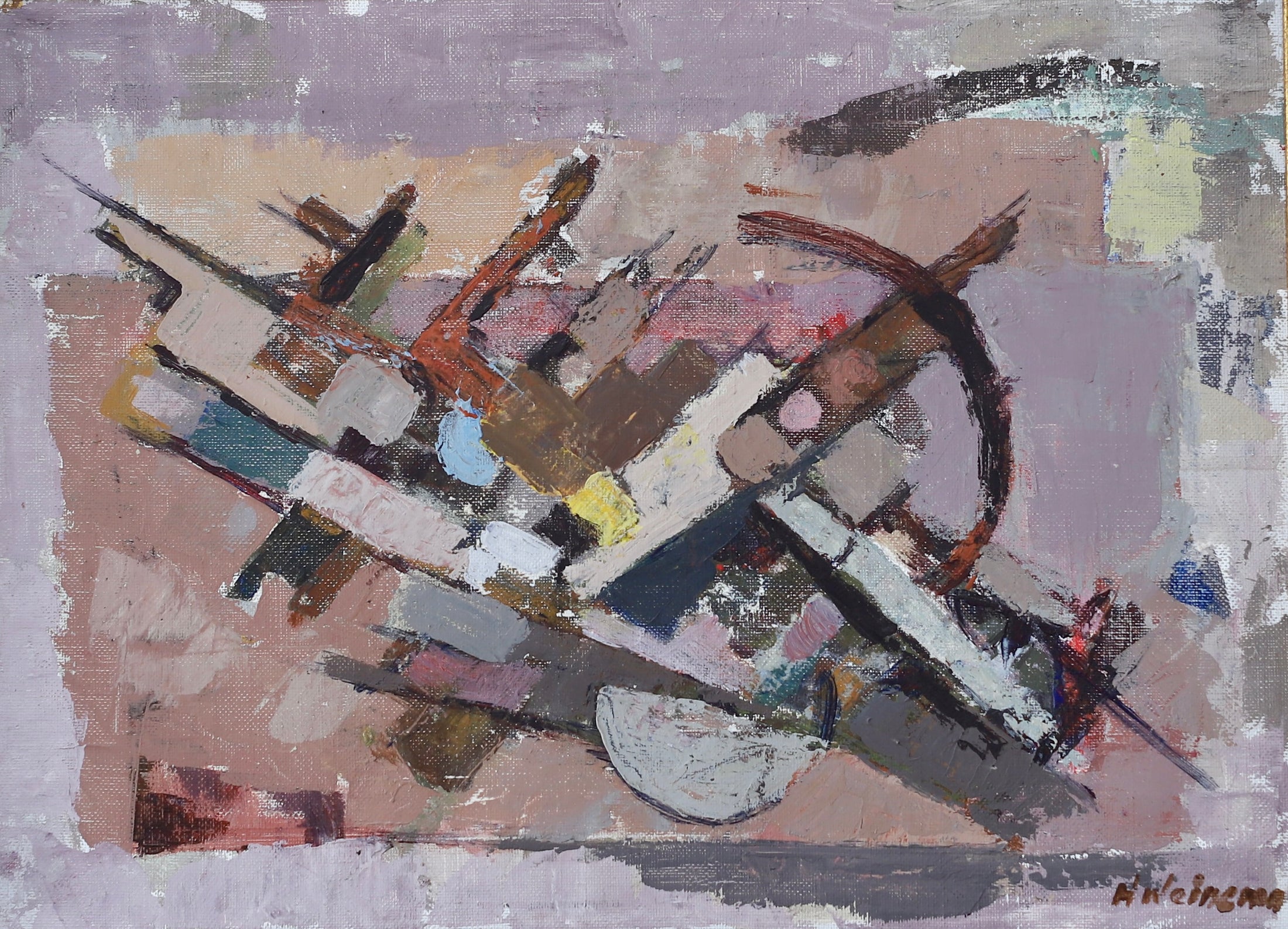 Vintage Original Abstract Oil Painting From Sweden