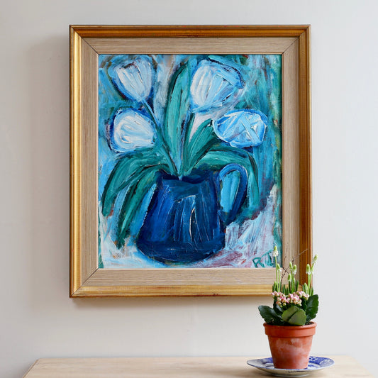 Original Mid Century Floral Painting From Sweden