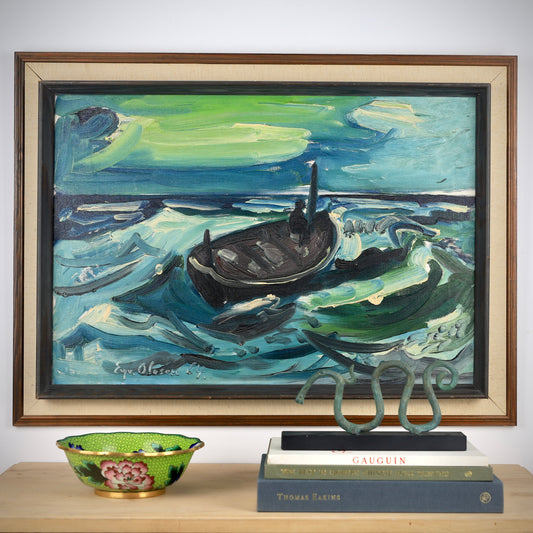 Mid Century Original Oil Painting From Sweden by E Olesen 1964